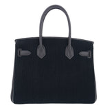 Herm�s 30cm Birkin Black C√¥te √† C√¥te Tuffetage Caban Swift Leather Palladium Hardware