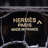 Herm�s 30cm Birkin Black Shiny Crocodile Porosus Gold Hardware