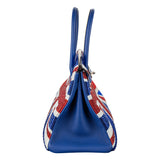 Herm�s 30cm Birkin Customized Union Jack Swarovski Crystal Palladium Hardware