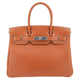 Herm�s 30cm Birkin Fauve Barenia Smooth Leather Palladium Hardware