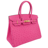 Hermès 30cm Birkin HSS Rose Tyrien/ Lime Ostrich Rose Gold Hardware