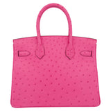 Hermès 30cm Birkin HSS Rose Tyrien/ Lime Ostrich Rose Gold Hardware