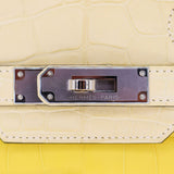 Herm�s 30cm Birkin HSS Vanille/ Mimosa Matte Alligator Palladium Hardware