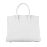 Herm�s 30cm Birkin White Clemence Leather Palladium Hardware