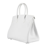 Herm�s 30cm Birkin White Clemence Leather Palladium Hardware