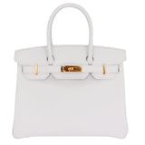 Herm�s 30cm Birkin White Epsom Leather Gold Hardware