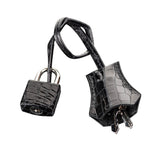 Hermès 32cm Kelly Black Shiny Niloticus Palladium Hardware