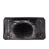 Herm�s 35cm Birkin Black Shiny Porosus Crocodile White Gold Diamond Hardware