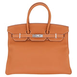 Herm�s 35cm Birkin Gold Togo Leather Palladium Hardware