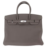 Herm�s 35cm Birkin Gris Etain Togo Leather Palladium Hardware