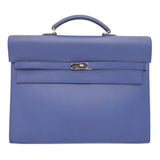 Herm�s 38cm Kelly Depeche Bleu Saphir Epsom Leather Palladium Hardware