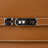 Herm�s 38cm Kelly Depeche Gold Epsom Leather Palladium Hardware