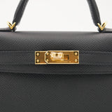Herm�s Kelly Mini II Black Epsom Leather GHW