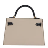 Herm�s Kelly Mini II HSS Nata/Black Epsom Leather GHW