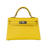 Herm�s Kelly Mini II Jaune De Naples Ch√®vre Leather PHW