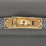 Herm�s Kelly Mini II Touch Graphite/Ardoise Madame Leather/Shiny Lizard GHW