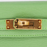 Herm�s Kelly Mini II Vert Criquet Ch√®vre Leather Gold Hardware