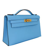 Herm�s Kelly Pochette Bleu Celeste Swift Leather GHW