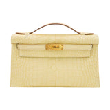 Herm�s Kelly Pochette Vanille Matte Alligator Gold Hardware