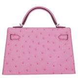 Herm�s Mini Kelly II Bubblegum Ostrich PHW