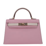 Herm�s Mini Kelly II HSS Rose Sakura/ Nata Ch√®vre Leather PBHW