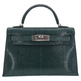 Herm�s Mini Kelly II Vert Cypress Shiny Lizard PHW