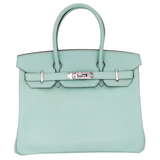 Hermès 30cm Birkin Aqua Chèvre Leather Palladium Hardware